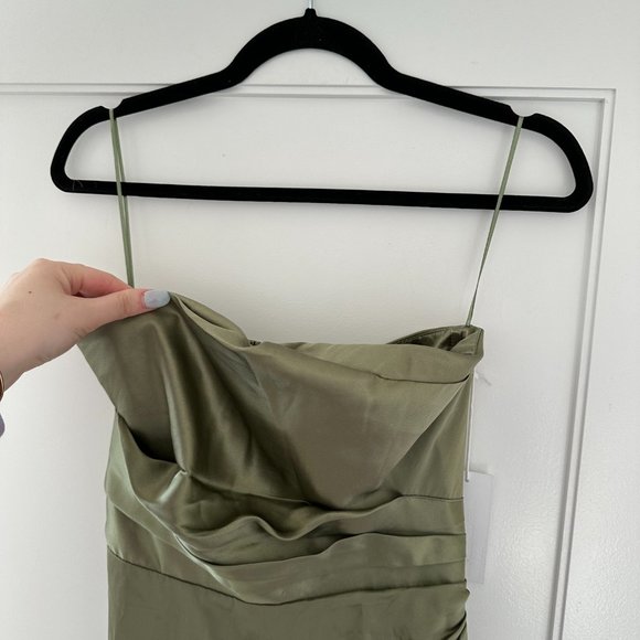 NWT Reformation Barrow Silk Maxi Dress Sz 6 in Artichoke Strapless Wrap - Picture 4 of 12